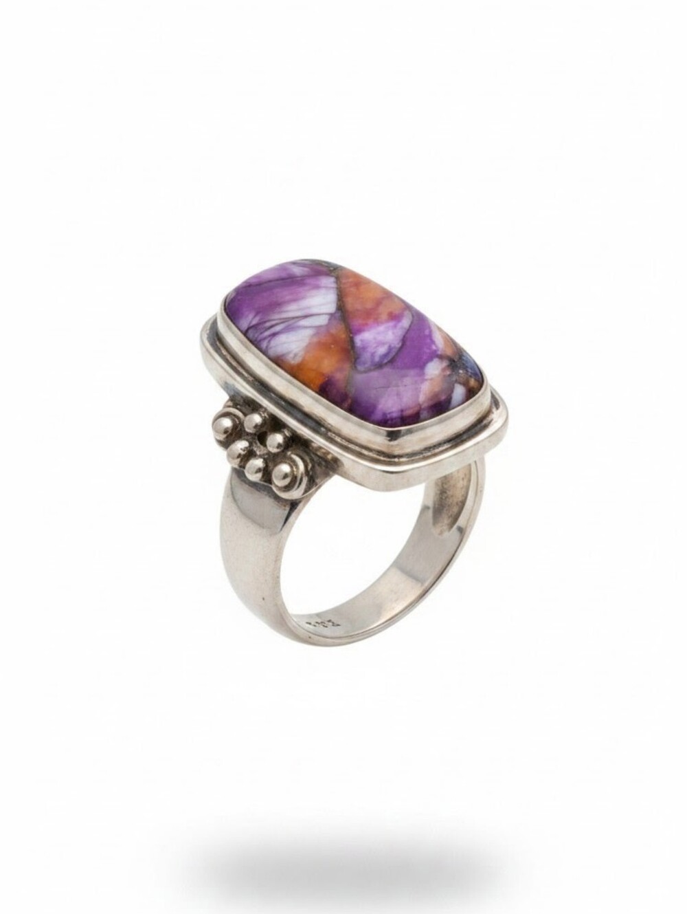 Sassified Boutique Nwt Silver Purple and Orange Stone Statement Ring.